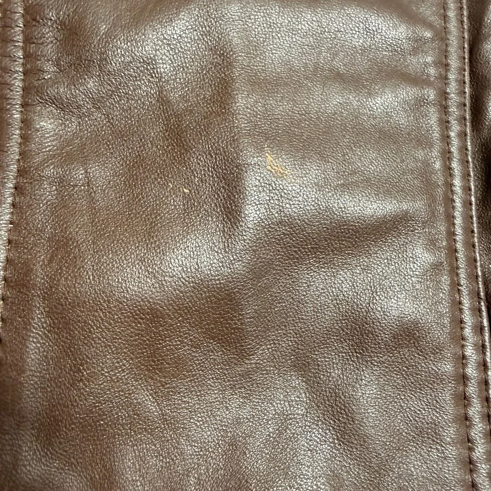 Vintage Brown‎ Genuine Leather Jacket Womens Moto Biker Minimalist Size M